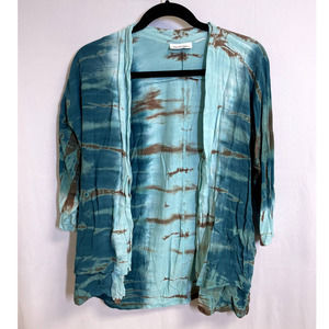 PATCHINGTON Blue Ocean Tie Dye Half Sleeve Open Cardigan Lightweight Small